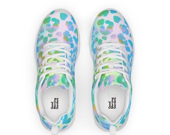 Frauen Bunte Pastell Regenbogen Leopard Tier Sportliche Tennis Schuhe