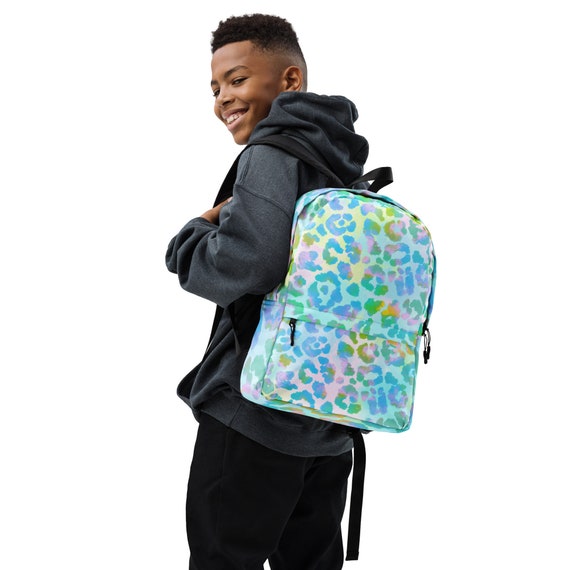 Pastel Colorful Leopard Animal Print Backpack - Etsy display picture 1