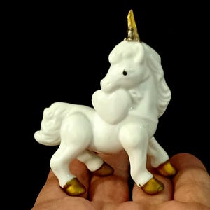 Porcelain Unicorn Figurine Gold Horn - Etsy