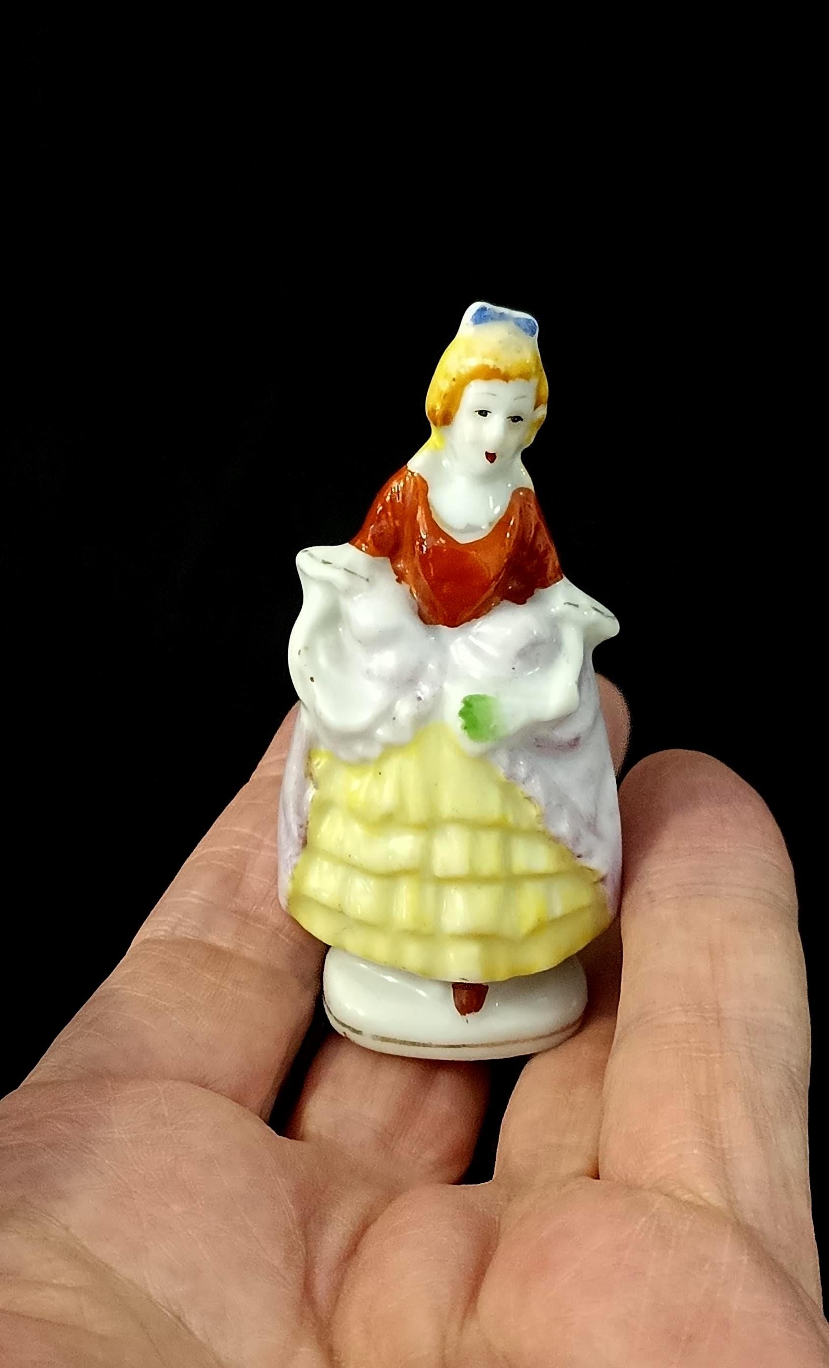 Occupied Japan Miniature Porcelain Colonial Lady Figurine 3 Inch