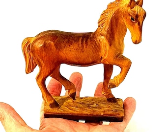 16cm 木製馬彫刻 JOBIN Brienz スイス製 天然木彫刻 木製馬の置物 動物