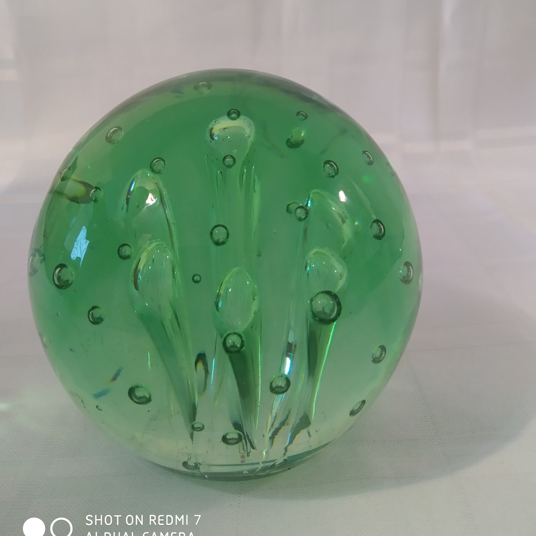 4.3 Stunning Murano Glass Paperweight Green Etsy