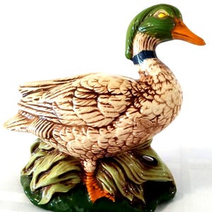 10.5 cm Ceramic Mallard Duck Figurine, Hand Painted and Signed