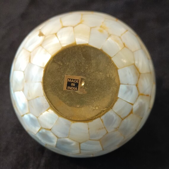 Brass and Mother of Pearl Trinket Box with Apples… - image 7