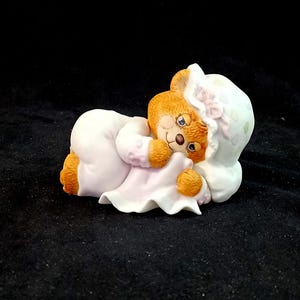Porcelain Teddy Bear Figurine 1984 Enesco 80's Nursery. Rare. Collectible.