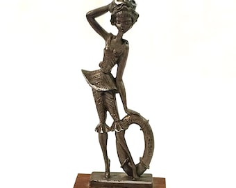 ヴィンテージ ペルトロ イタリア ピューター製 少女フィギュア - ペア