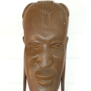 20.5 cm Massai - Kenia, Ostafrikanische Stammeskunst - Massiv Holz Massai Krieger Kopf Statue. Wanddekoration. Selten. Kostenloser Versand.