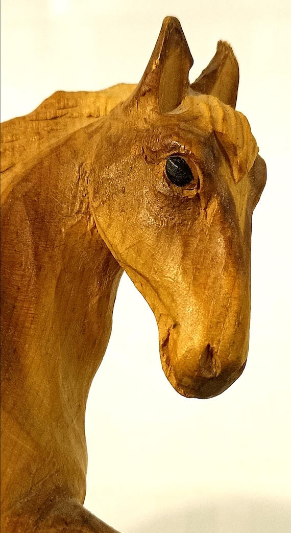 16cm 木製馬彫刻 JOBIN Brienz スイス製 天然木彫刻 木製馬の置物 動物