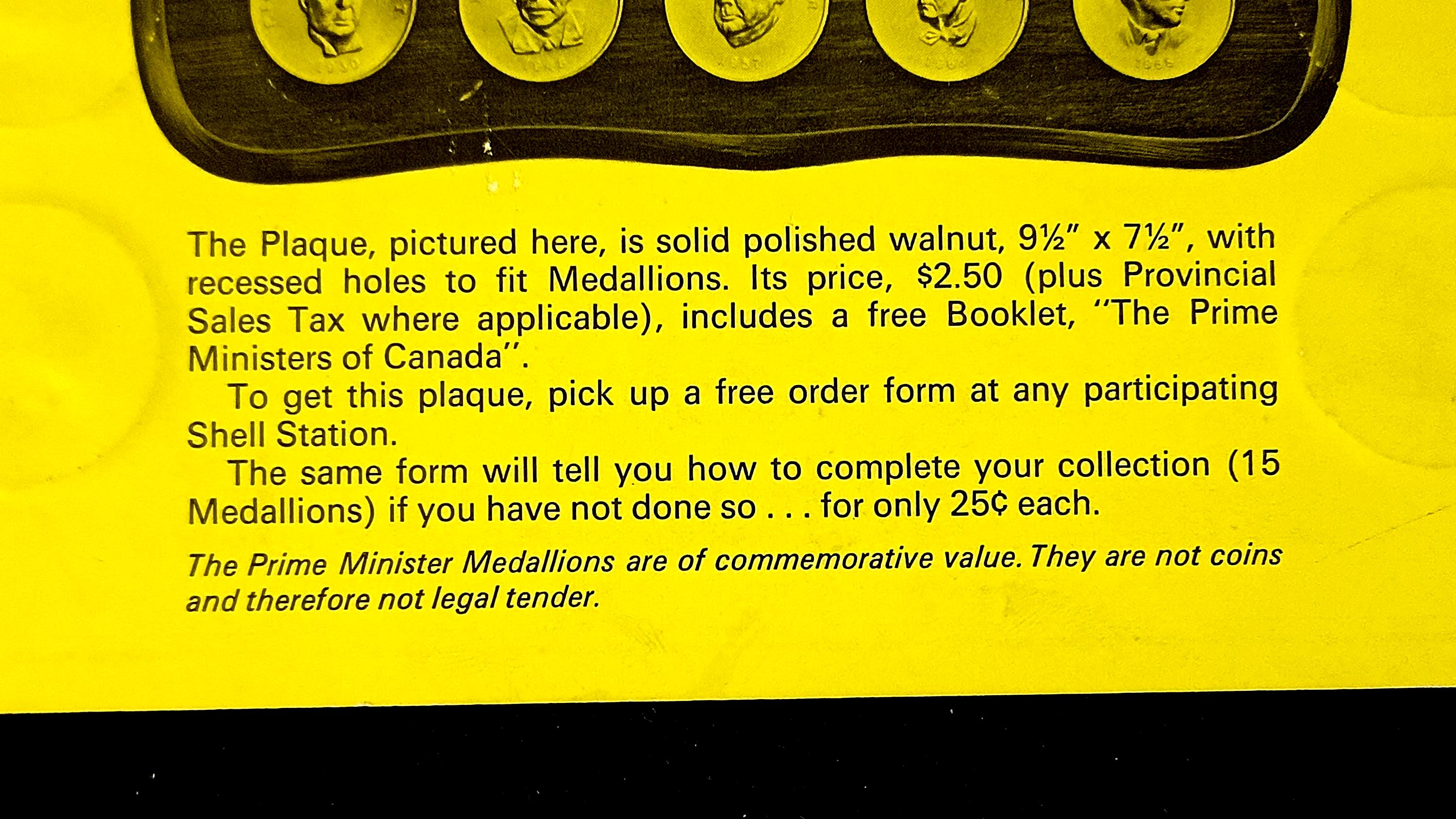 カナダ首相記念メダル（1867～1970年）（15枚セット）、シェル社製