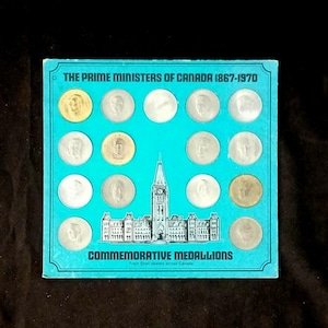 Canadian Prime Ministers Commemorative Medallions 1867-1970 (Set of 15), Shell Promo Commemorative Coins. Vintage.