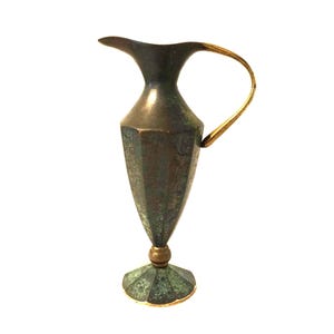 16.5 cm Judaica Jewish Shabbat Pitcher From Israel Judaism Hebrew Heavy Brass