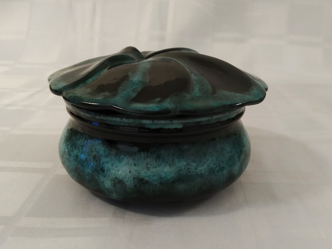 Vintage Blue Mountain Pottery Jewelry Box With Lid Handmade Etsy