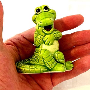 9 cm Small Vintage Ceramic Crocodile. Porcelain Alligator Character. Rare. Collectible.