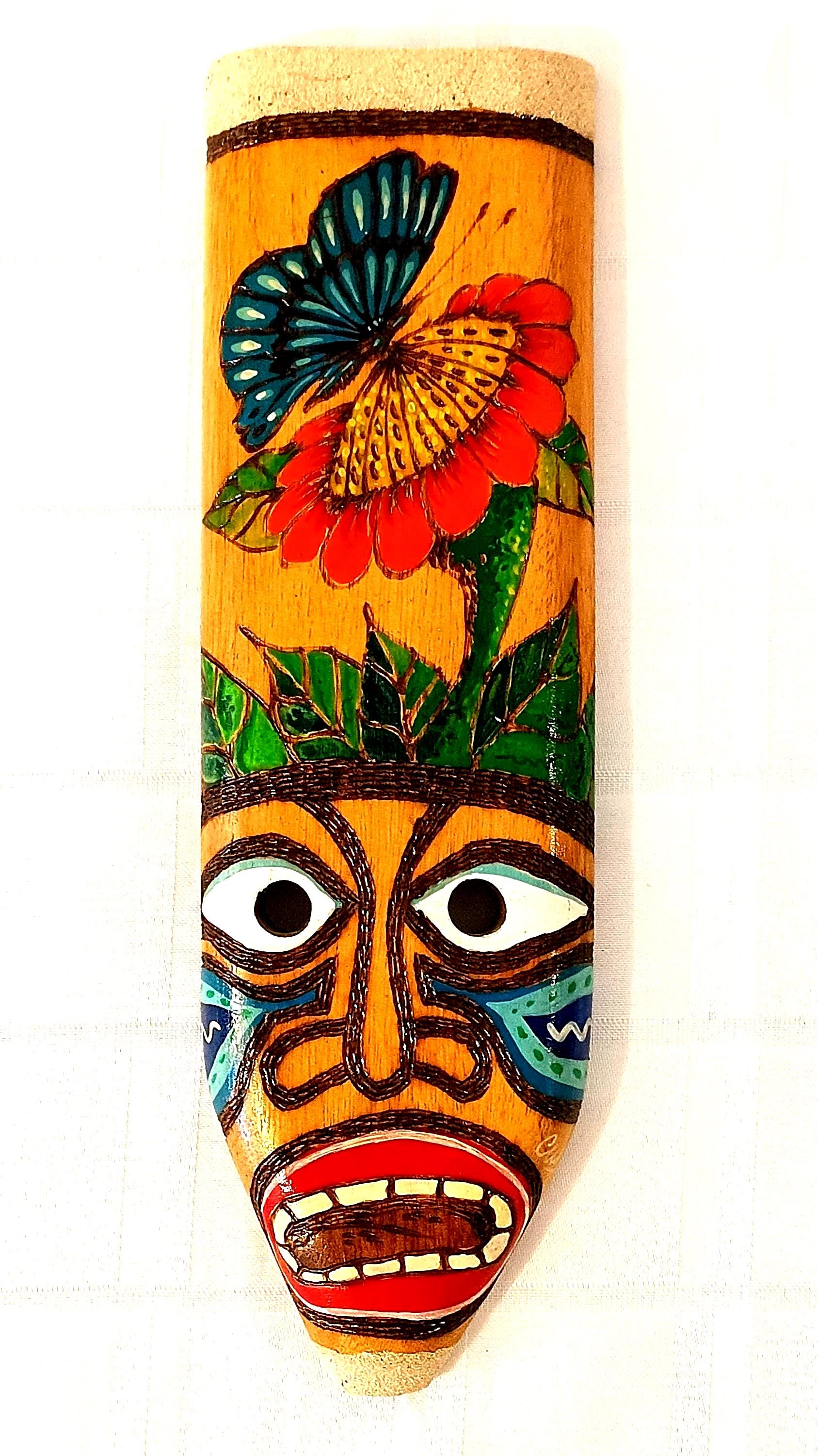 アフリカンマスク 仮面 木製 彫刻 約30cm ヴィンテージ アンティーク