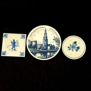 Two Plates Blauw Delft, Delfts Tile Schoonhoven Holland.