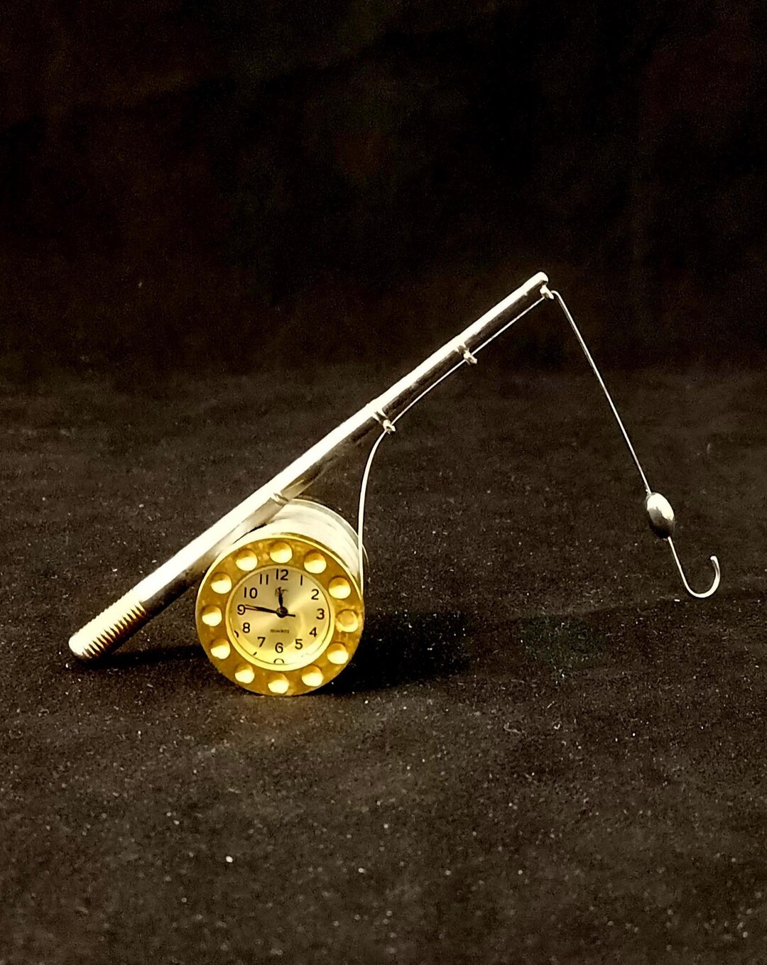 Miniature Quartz Fishing Rod Clock, Table Clock. Not Tested. Vintage ...
