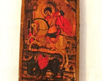 ベルギーのロシア風 ドラゴン退治の聖ジョージの額入りイコン