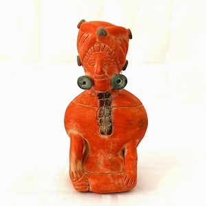 17.5 cm Mayan and Aztec Pre-Columbian Terracotta Statue. Kneeling Female Figure. Rare. Collectible.