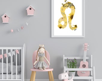 Leo Decor, Leo Gift, Leo Gift for Her, Leo Print, July Birthday, August Birthday, Flower Art, Astrology Gift, Zodiac Gift, Goddess Gift