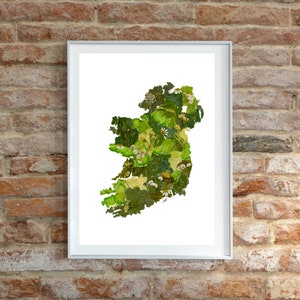 DIGITALE Ierland Kaart Print, 40 Tinten Groen, Ierse Zegen, Ierland Zegen, Ierse Verjaardagscadeau, Vaderdag Cadeau, Uniek Cadeau