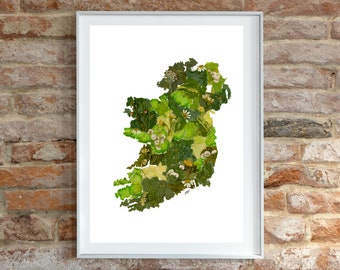 DIGITAL Ireland Map Print, 40 Shades of Green, Irish Blessing, Ireland Blessing, Irish Birthday Gift, Father's Day Gift, Unique Gift