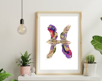 Pisces Decor, Pisces Gift, Pisces Gift for Her, Pisces Print, February Birthday, March Birthday, Astrology Gift, Zodiac Gift, Mermaid