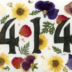 DIGITAL 414 Milwaukee Day Print, 414 Area Code, Pressed Flowers, Flower Art, Wisconsin USA, Birthday Gift, Mother's Day Gift, Unique Gift