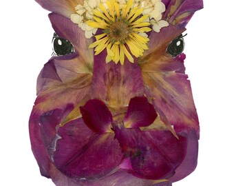 DIGITAL Hippo Art Decor, Hippo Print, Flower Art, Nursery Gift, Animal Lover Gift