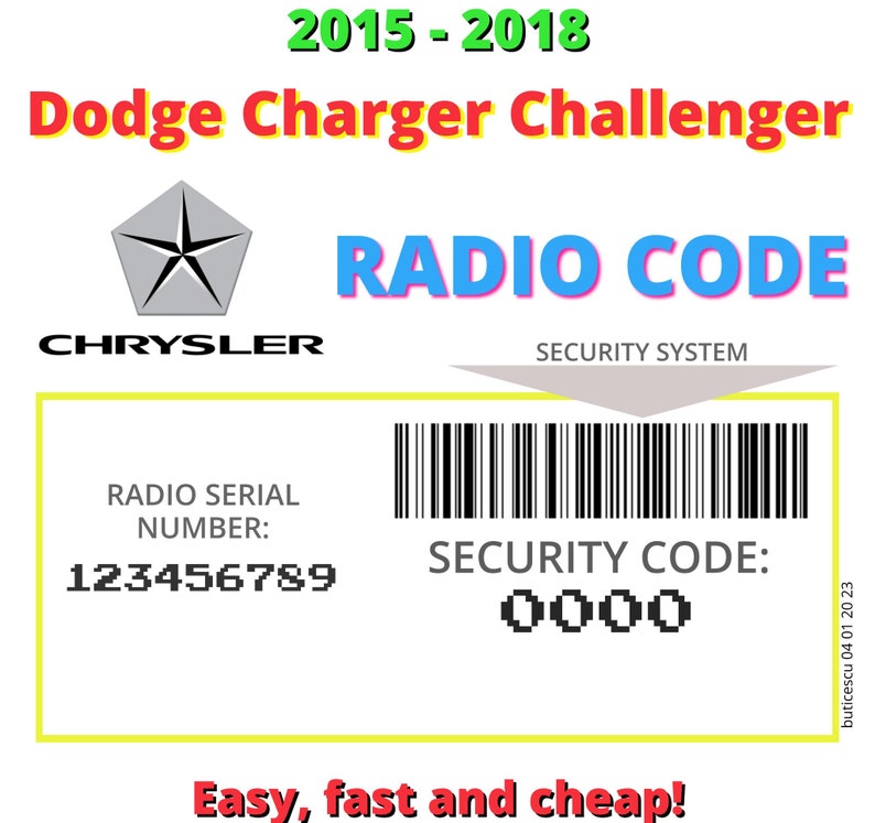 Radio Code Dodge Charger Challenger DECODE FAST SERVICE Chrysler