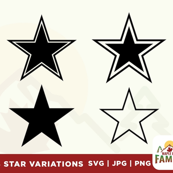 Star Svg for Commercial Use, Cricut Cut File, Star Outline Design, Silhouette, Instant Download, Basic Shape Svg, Double Star Png, iron on