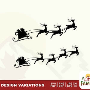 Slitta di Babbo Natale in formato SVG, Natale in formato SVG, Babbo Natale in formato SVG, Clipart di renne, vacanze in formato Svg, Cricut, Silhouette, Png, File di taglio, vettore, stampabile