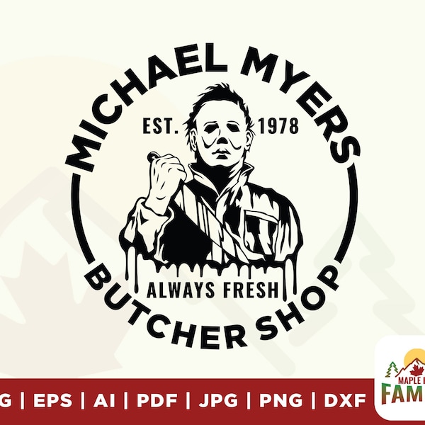Michael Myers Butcher Shop svg, Halloween Graphics, Tshirt Graphics, michael myers svg, butcher shop svg, tshirts, sublimation, cricut files