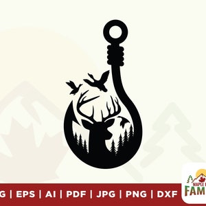 Pato ciervo y anzuelo svg, caza y pesca svg archivo caza, pesca svg, Vector Clip Art, archivos imprimibles, vinilo, cricut, vinilo, imágenes prediseñadas