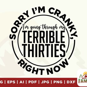 Terrible Thirties svg, Print File for Sublimation Or Print, Retro Sublimation, Funny Sublimation, Sarcastic, Vintage, Quotes, Silhouette