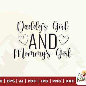 Daddy's Girl Mama's Girl SVG, Mama's hele wereld SVG, Baby Girl SVG, Baby Quote SVG, Daddy's kleine prinses SVG, bestanden voor Cricut, clipart