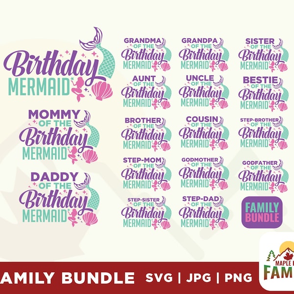 Family Matching Mermaid Birthday svg, Mermaid Birthday svg, Family Mermaid Birthday svg, Mermaid Birthday shirts svg, Matching Birthday svg