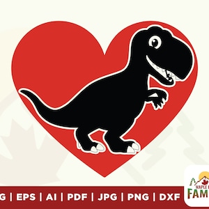 Dinosaur SVG, Dinosaur Valentine SVG File For Cricut, hearts svg, Tyrannosaurus Rex In The Heart SVG, Silhouette Cut File, vinyl, iron on