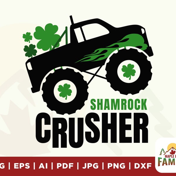 Shamrock crusher SVG, Boys St Patrick day SVG, Shamrock monster truck SVG, St Patrick cut files, vinyl, cut file, circuit, sublimation