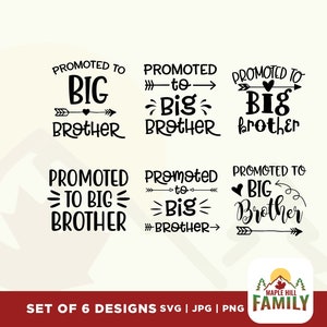 Hermano mayor SVG, Promovido a hermano mayor SVG PNG Archivos para máquinas de corte, imágenes prediseñadas digitales, anuncio de nacimiento de bebé, cricut, sublimación