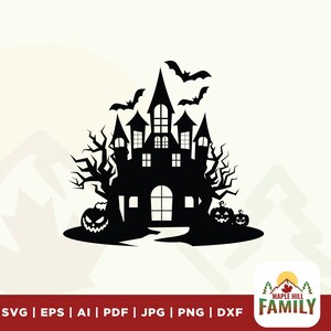 Halloween haunted house, Instant Download, silhouette, Svg cut file, clip art, Personal and commercial use, cricut files, T-shirt design svg