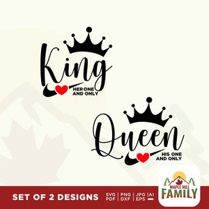 King & Queen svg, Anniversary Svg, Valentine svg, His and Hers, Just Married, Couples Trip, Couple svg for shirt, Couples svg, Wedding svg