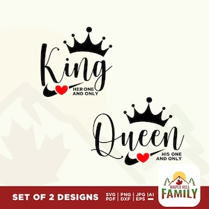 King & Queen svg, Anniversary Svg, Valentine svg, His and Hers, Just Married, Couples Trip, Couple svg for shirt, Couples svg, Wedding svg