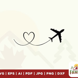 Airplane svg, Heart svg, Travel svg, Airplane Heart svg, Vacation svg, kids svg, plane svg, png,eps,dxf,jpg, files for cricut, silhouette