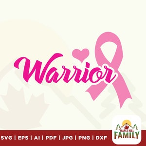 Breast Cancer Warrior Pink Ribbon SVG, Cricut, Sublimation (Digital Download)