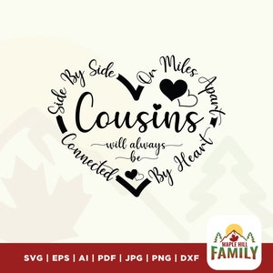 Heart SVG, Cousins SVG, Side By Side Or Miles Apart Sisters Will Always Be Connected By Heart SVG, Commercial use, Family svg, vinyl, cricut