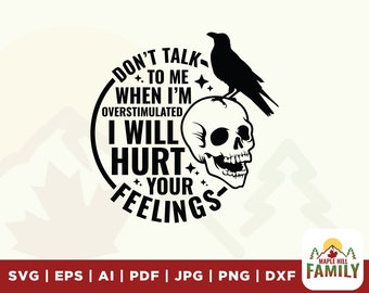 Overstimulated Skull Raven SVG, Adult Humor Cricut Files (Digital Download)