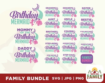 Family Matching Mermaid Birthday svg, Mermaid Birthday svg, Family Mermaid Birthday svg, Mermaid Birthday shirts svg, Matching Birthday svg