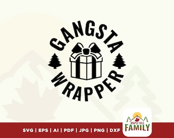 Gangsta Wrapper SVG PNG, Christmas Svg, Christmas Clipart, Svg Files ...
