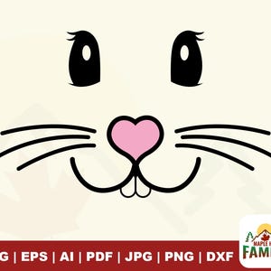 Bunny Face svg, Easter svg, Cute Easter svg, Cute Bunny Face svg, Bunny Face, Easter, Cut File, SVG, Printable Image, Iron On, Digital Image