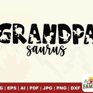 Abuelo Saurio SVG, Dinosaurio T-Rex SVG, Abuelo SVG, Clipart de Dinosaurio, Diseño de Camiseta T-Rex, Archivos de Corte de Abuelo, Silueta, Cricut, DXF